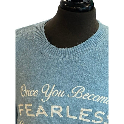 Size Medium Bershka Pulliver Sweater Blue White “once You Become Fearless…”