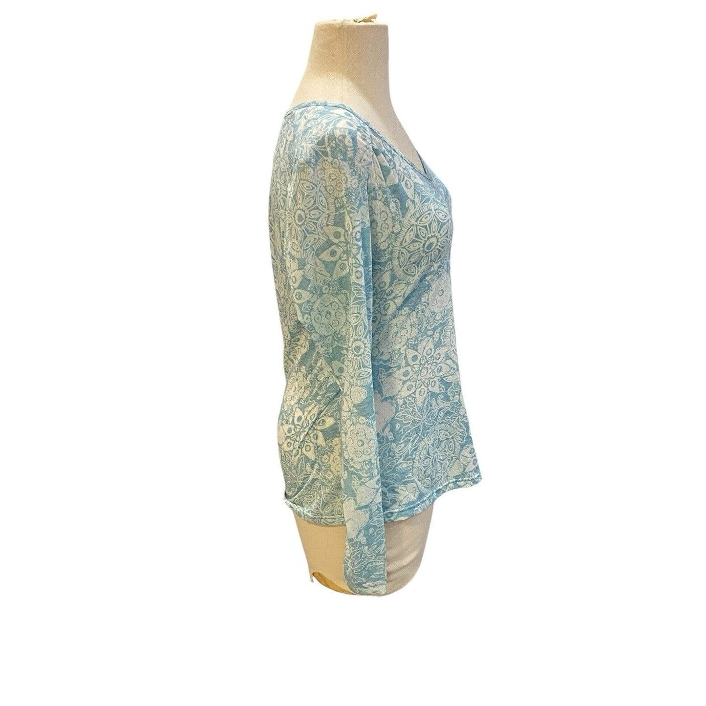 Size Small ExOfficio Dri-release Tunic Blue Floral Long Sleeve Top Shirt