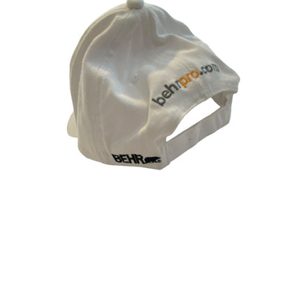 Behr Pro White Baseball Hat Embroidered Logo Ball Cap Hook Loop Adjustable