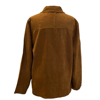 Size Large Duck Head Button Down Jacket Shacket Womens Front Pockets Brown Suede