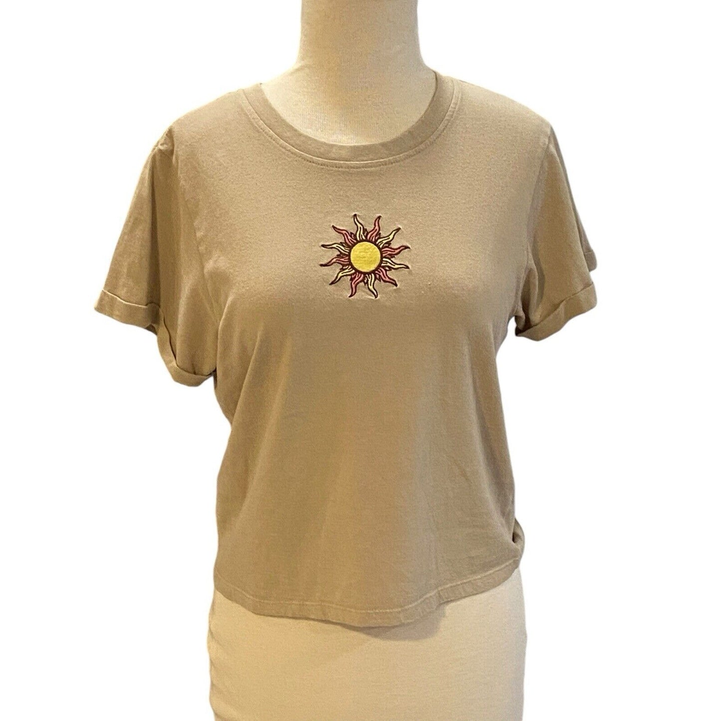 Size S Vibe N' Sun Surf Hippie Shirt Graphic Women's Cropped Short Sleeve Trippy