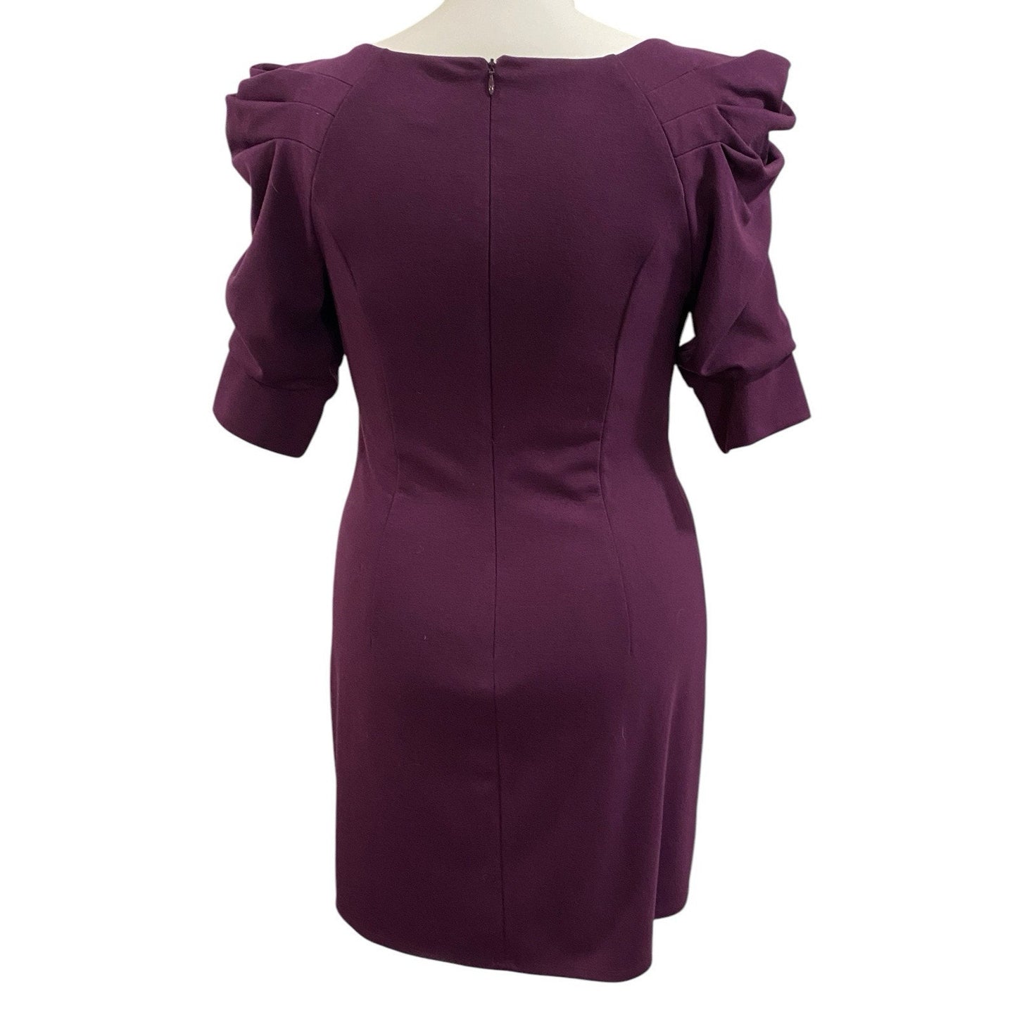 Jessica Simpson Purple Elbow Sleeve Pleated Rouched Sheath Dress Size 12