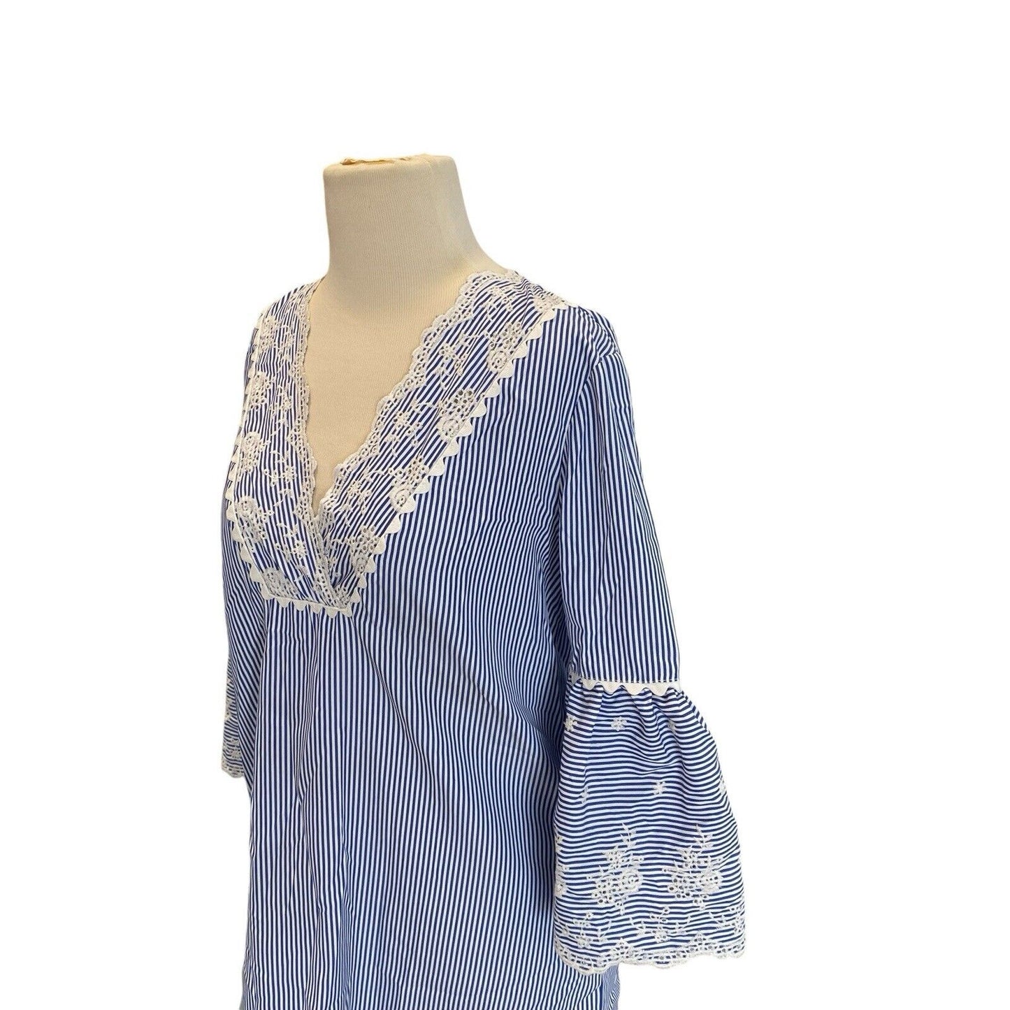 Size Small Laundry by Shelli Segal Womens Coastal Preppy Striped Dress Lace