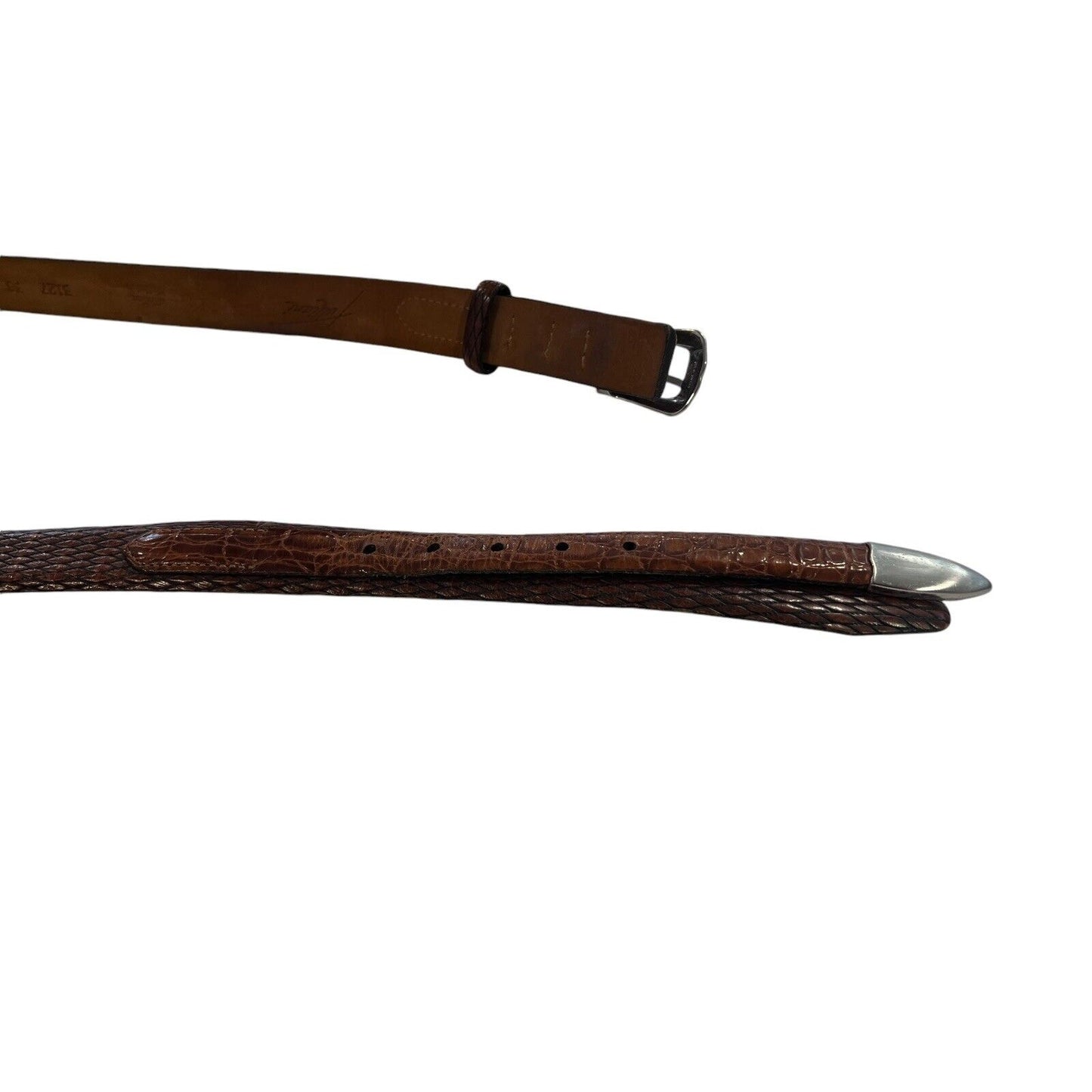 Size 38 Vintage Tulliani Mens Buckle Belt 1" Italian Calfskin 3127 Brown Texture