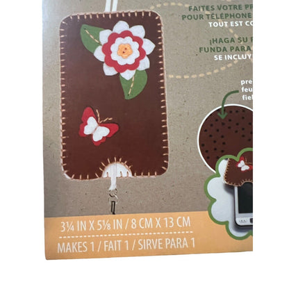Dimensions Feltwork Fun Phone Case Cover Felt Embroidery Kit Kid Craft Brown Flo