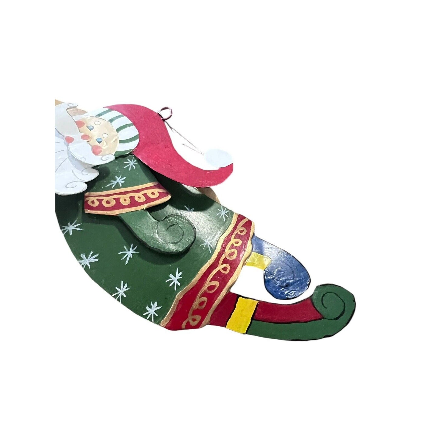 Metal Santa Claus Christmas Ornament Holiday Craft Painted Flying