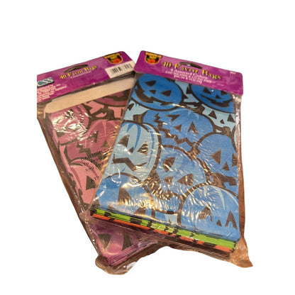 Pumpkin Halloween Candy Trick Or Treat Bags Two Sets Of 40ct NOS Multicolor