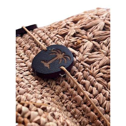 Women's Scala Crochet Straw Raffia 4" Brim Sun Floppy Hat Palmetto Tree Beads