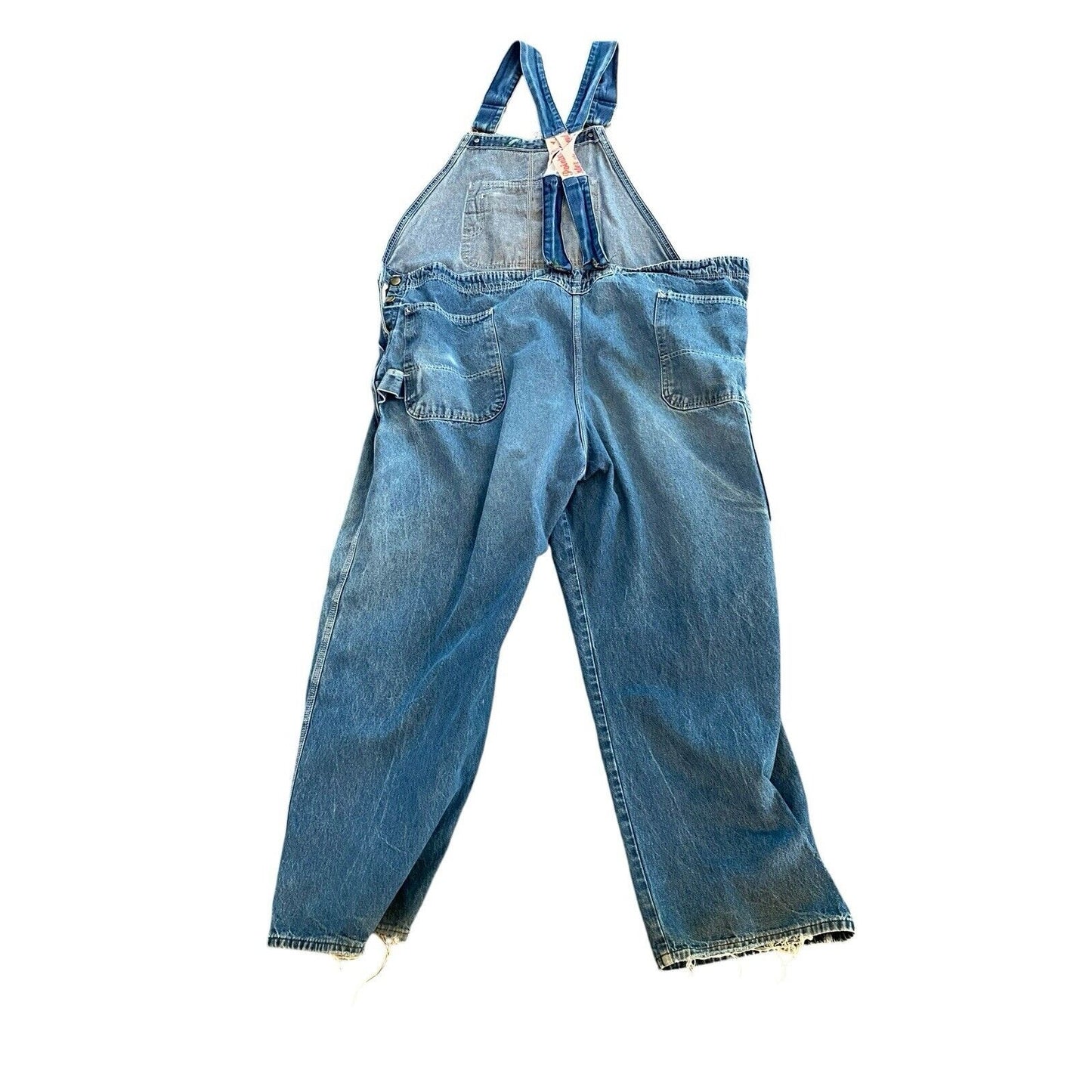 Vintage USA Pointer Low Back Bib Overalls Mens Distressed Worn 48 W 28 Inseam