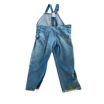 Vintage USA Pointer Low Back Bib Overalls Mens Distressed Worn 48 W 28 Inseam