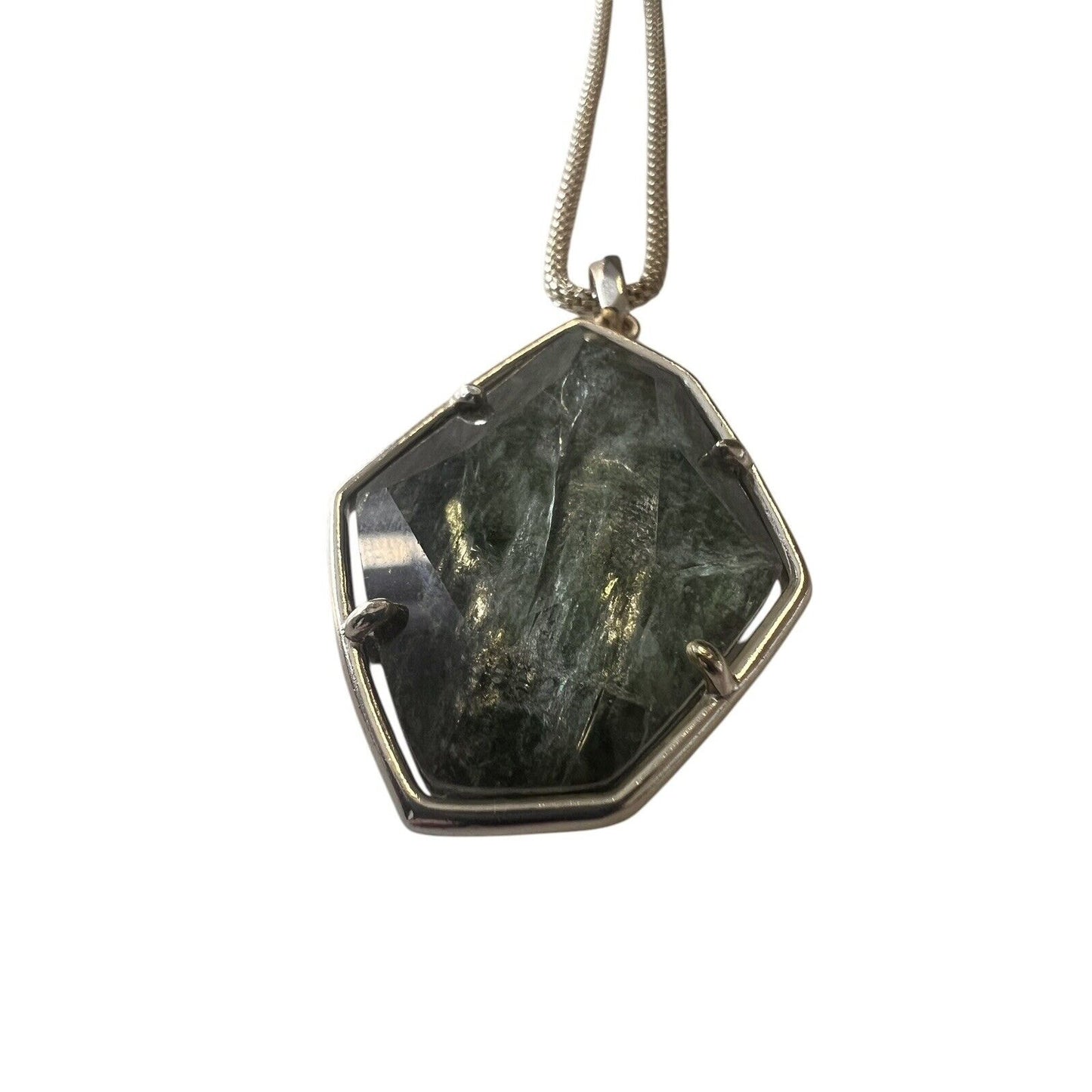 Kendra Scott Kalani Gold Pendant Necklace Adjustable Sage Mica 32” At Longest