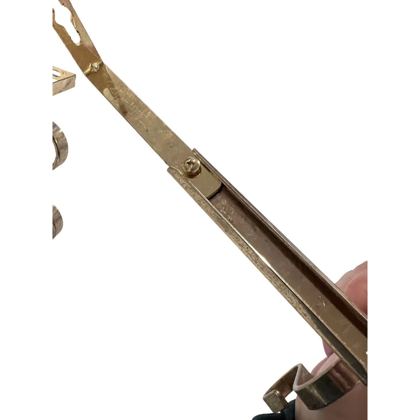 5 Double Gooseneck Swag Drapery Hooks Hook Rosettes Bishop Sleeve Brass Tone Set