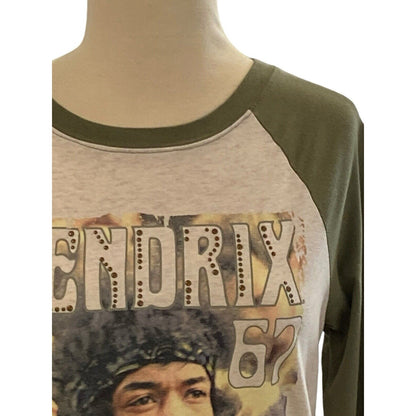 XS JIMI HENDRIX Studded Raglan Long Sleeve T-Shirt “Hear My Train A Comin”