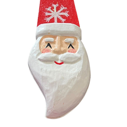 Santa Claus Metal Painted Christmas Ornament Holiday Handpainted Glitter