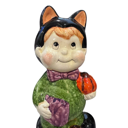 Vintage Halloween Boy Cat Girl Ghost Costume Figurines Glazed Handpainted