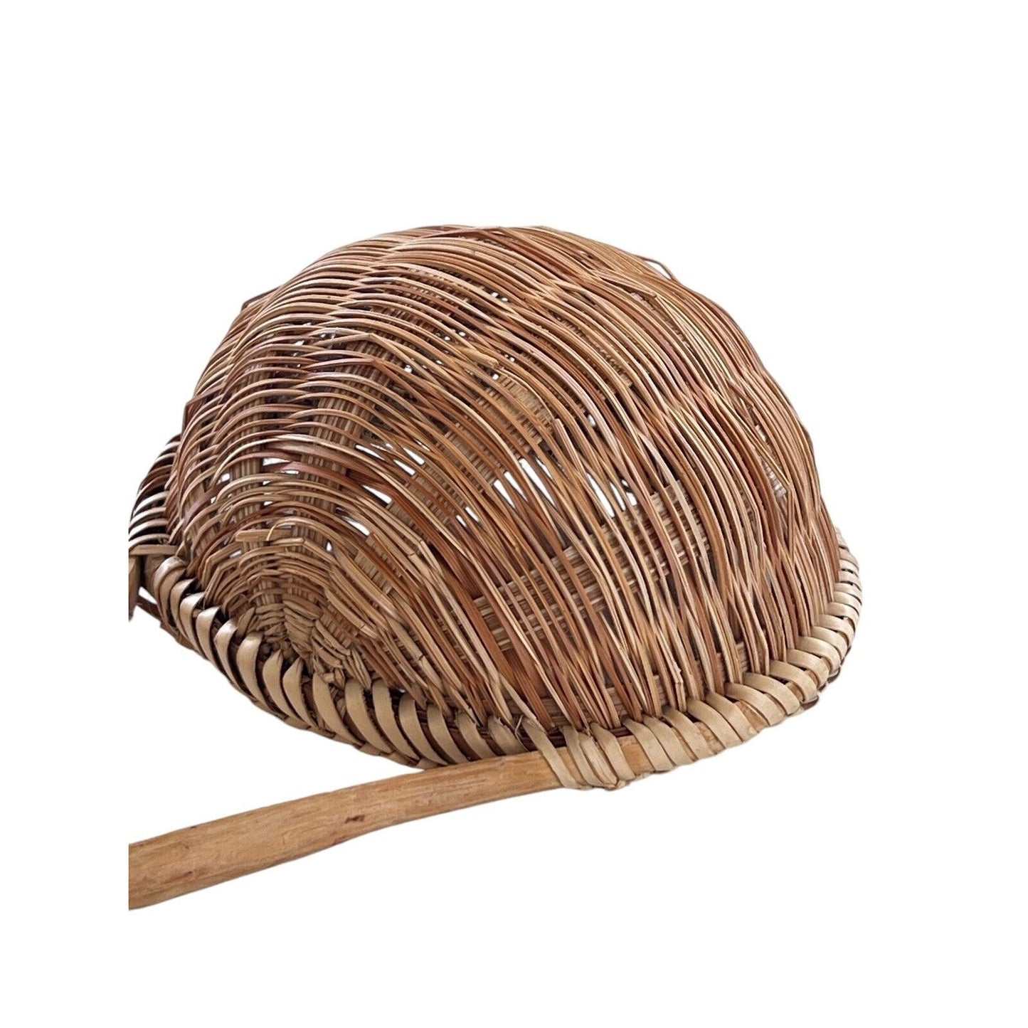 Primitive Rattan Wicker Basket Woven Soup Ladle Strainer Dipper Vintage