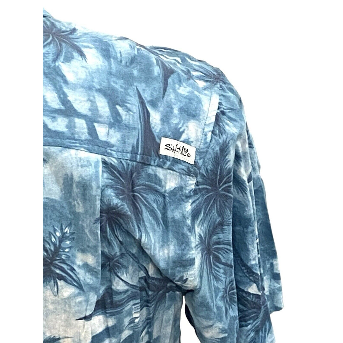 SALT LIFE Live Salty Short Sleeve Hawaiian Shirt Fishing Outdoor Boating Size Sm