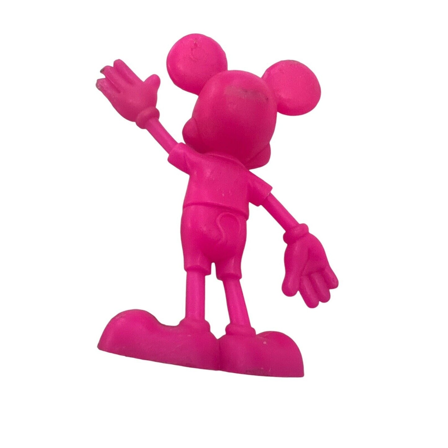 Vintage 1971 Marx Toys Neon Green Pink 6" Disney Mickey Mouse Figures Set Of 2