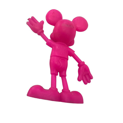 Vintage 1971 Marx Toys Neon Green Pink 6" Disney Mickey Mouse Figures Set Of 2