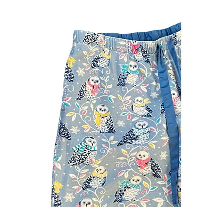 Size Large Nick & Nora Snowy Owl Snow Scarves Scarf Flannel Pajama Set Pjs