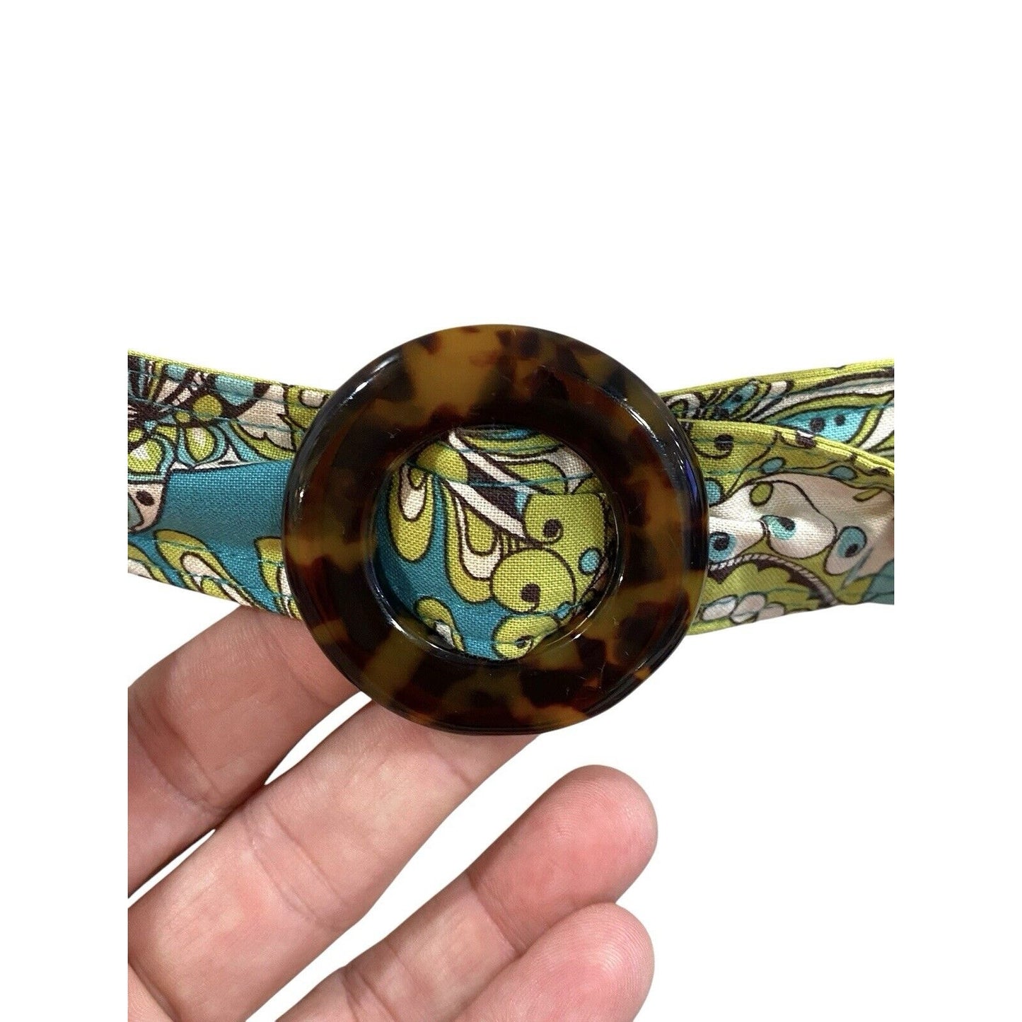 Vintage Vera Bradley Fabric Belt Peacock Turquoise Paisley Floral Bohemian 43”