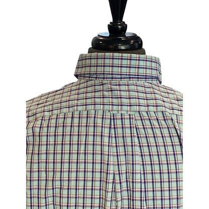 Size Medium Overton men's Button Shirt Plaid Long Sleeve Palmetto Moon SC