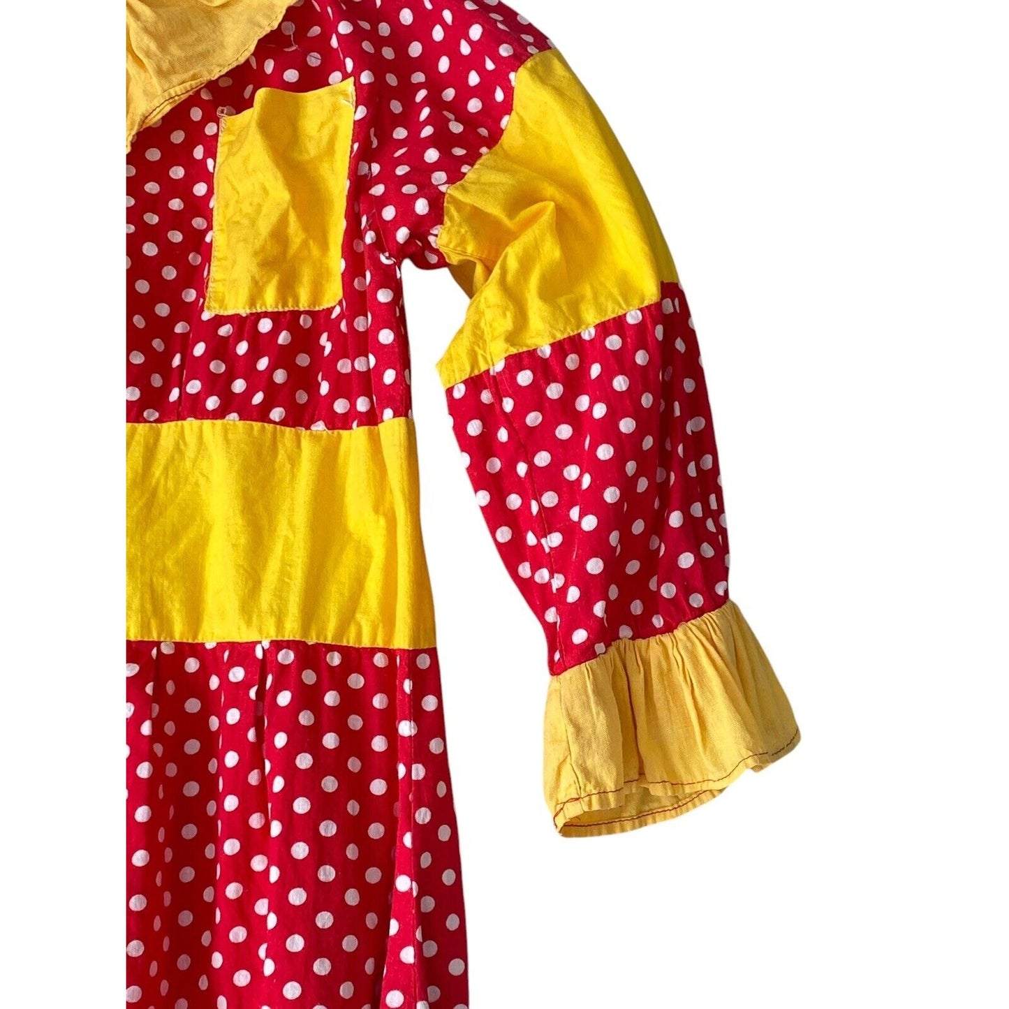 Vintage Homemade Handmade Kids Clown Costume Polka Dots Red Yellow