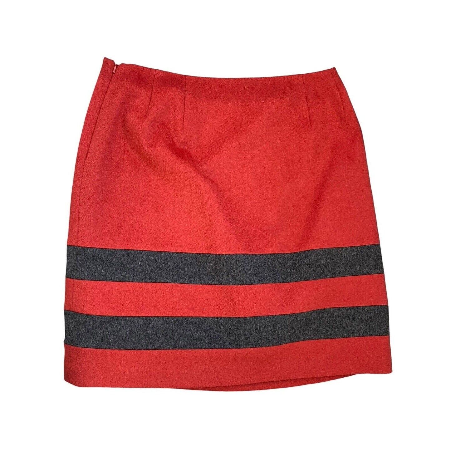 Size 12 J.‎ McLaughlin Skirt Gray Orange Stripe Cashmere Wool Blend Classic Line