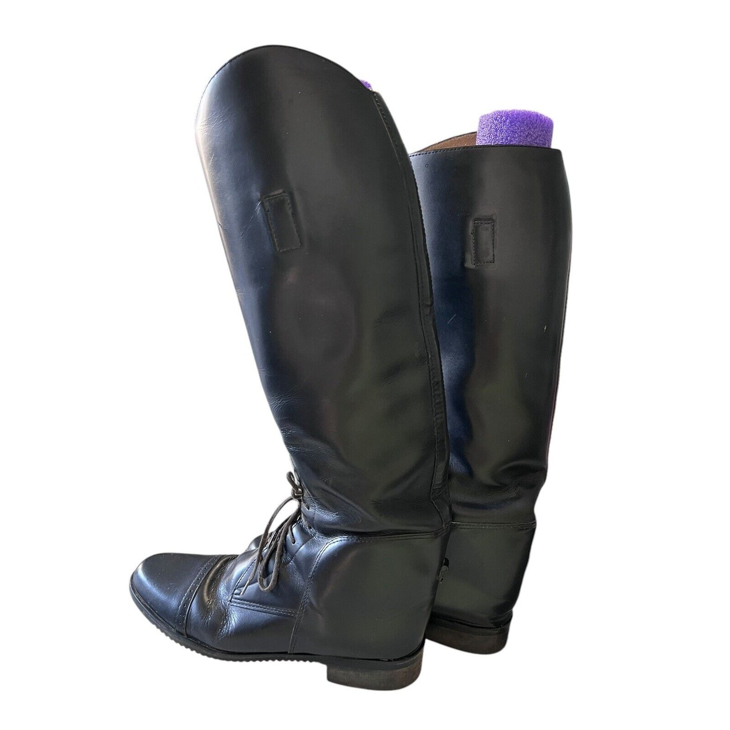 Amazonas Black Leather Lace Pull On Equestrian Riding Boots Size 7 R