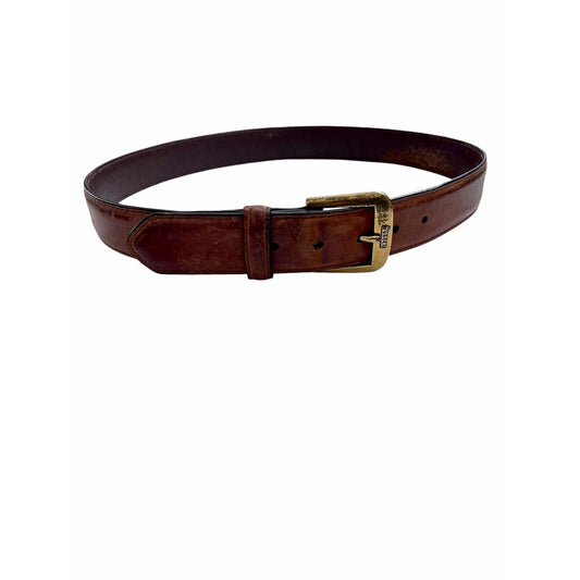 Size 36 Rocky Mountain Leather Brown Brass Buckle Worn Belt