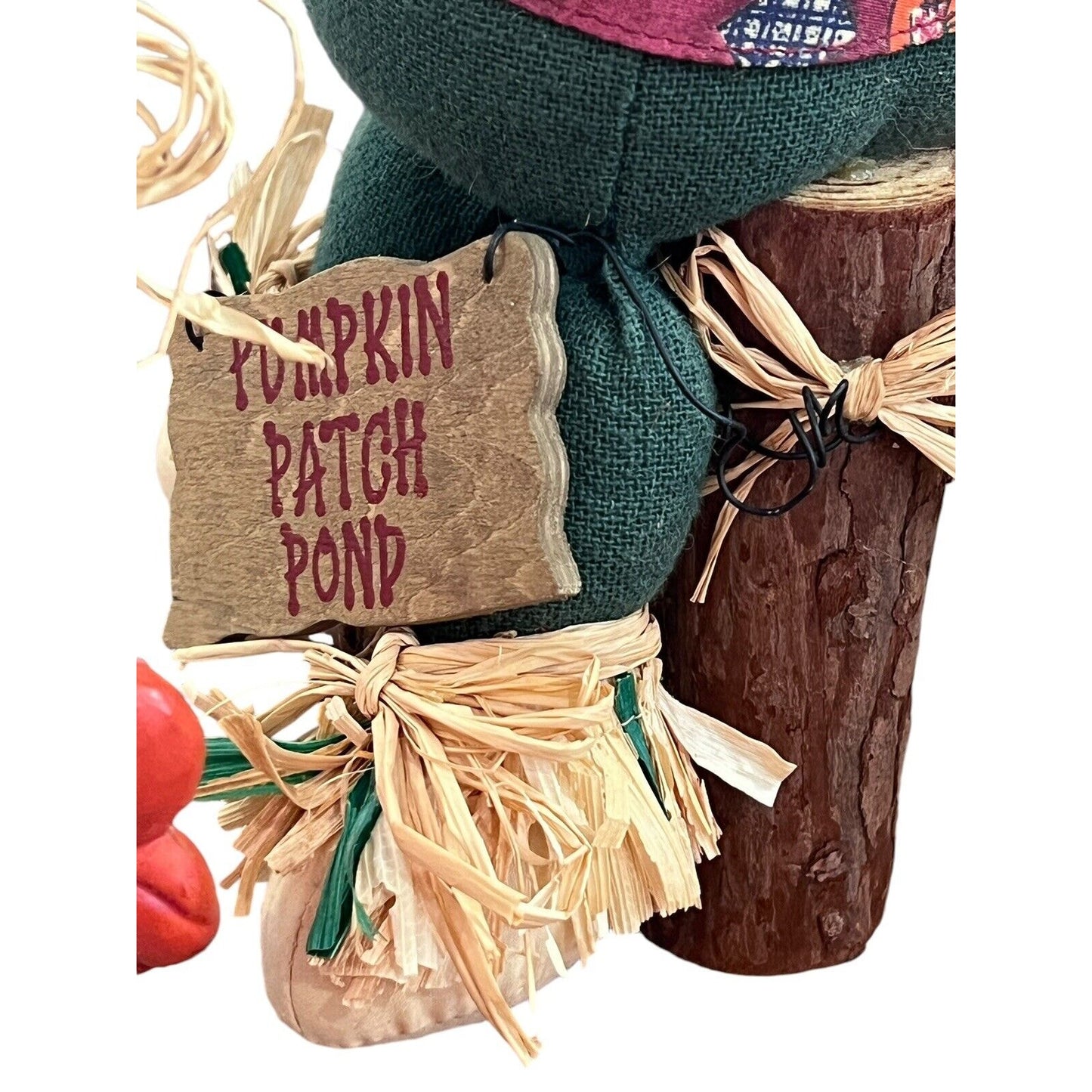 Scarecrow Table Top Decor Pumpkin Patch Pond Fishing Halloween Figure