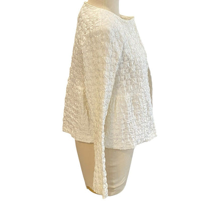 Size Medium Lorain Croft Short White Textured Crop Jacket Fitted Gorgeous