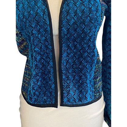 LAURA FISHER BONVALLET Handwoven Open Jacket Beauxchenes Fibre Art to Wear Teal