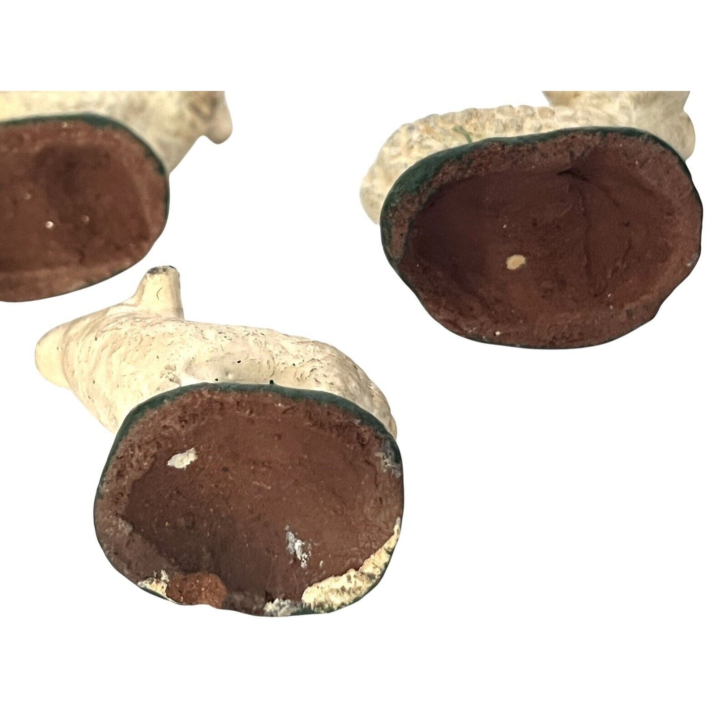 Vintage Sheep Nativity Christmas Clay Hand Painted Handmade Lot Of 4 Farm Rustic