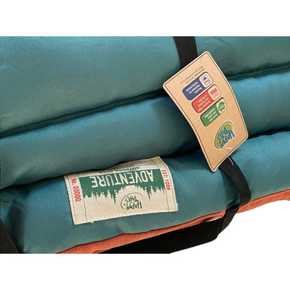 Happy Tails Outdoor Dog Bed Green Brown Camping Adventure 34”x26”