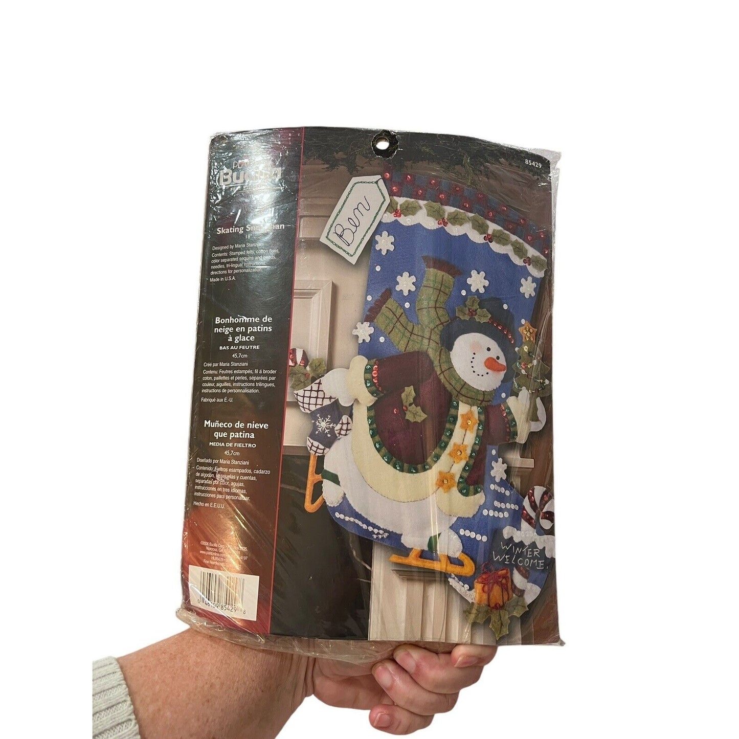 Bucilla Felt Applique Skating Snowman Stocking Kit 85429 Stanziani Sealed NEW