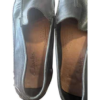 Clarks England Men's Sz 11M Shoes Black Leather Comfort Casual Moccasin Loafers