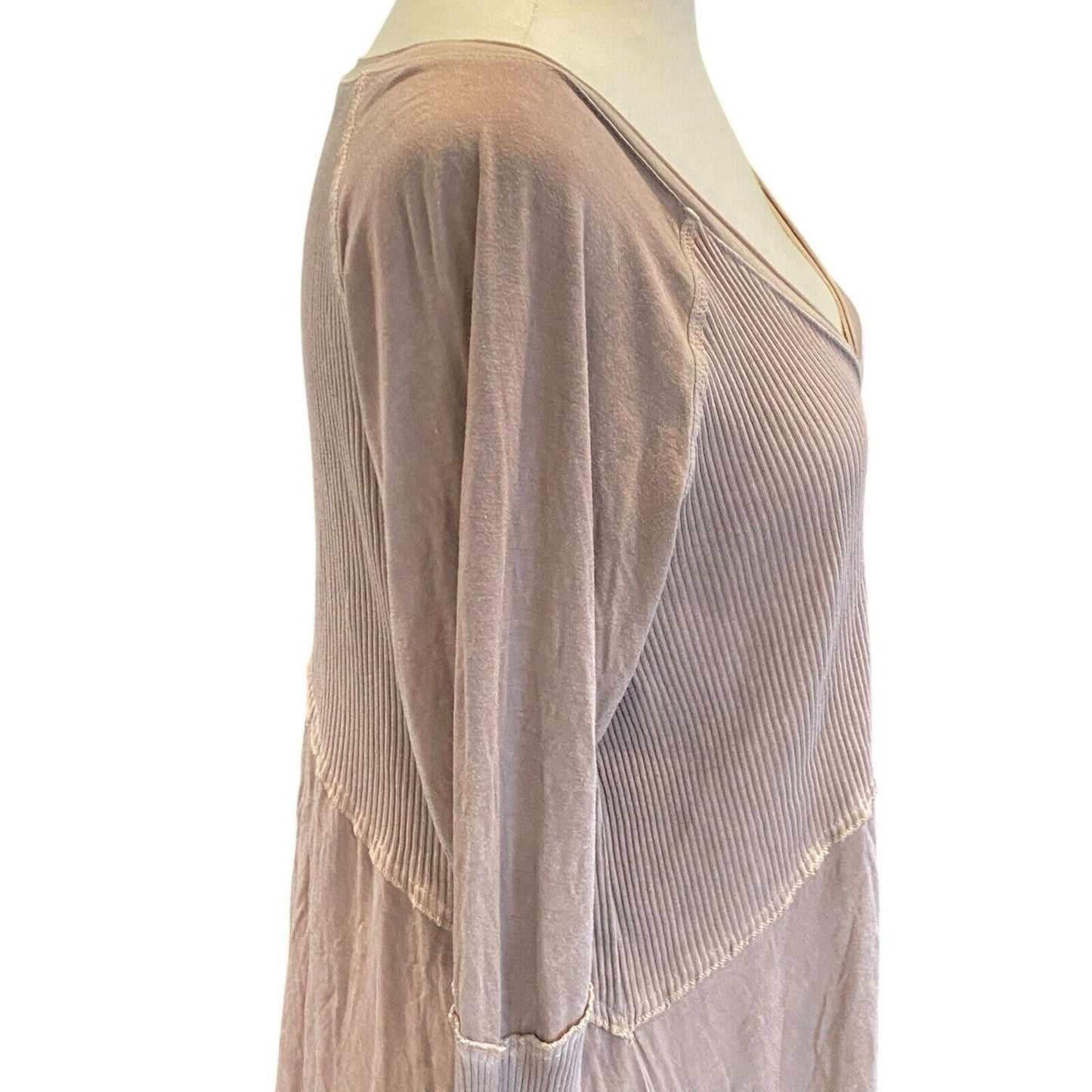Size Medium POL Tunic Top Mauve Pink Boho V-neck Blouse Rustic
