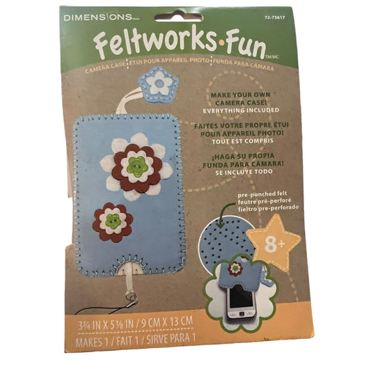 Dimensions Feltwork Fun Phone Case Cover Felt Embroidery Kit Kid Craft Blue Flow