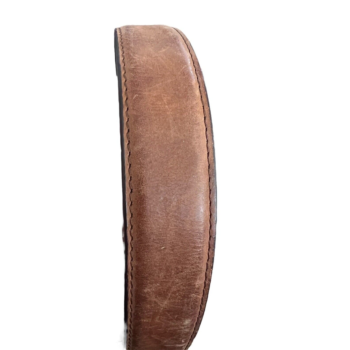 Size 36 Rocky Mountain Leather Brown Brass Buckle Worn Belt