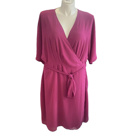Standards And Practices Dress Surplice Wrap Front Magenta Women Size 2X