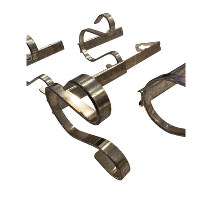 5 Double Gooseneck Swag Drapery Hooks Hook Rosettes Bishop Sleeve Brass Tone Set