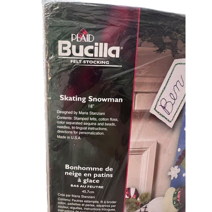 Bucilla Felt Applique Skating Snowman Stocking Kit 85429 Stanziani Sealed NEW