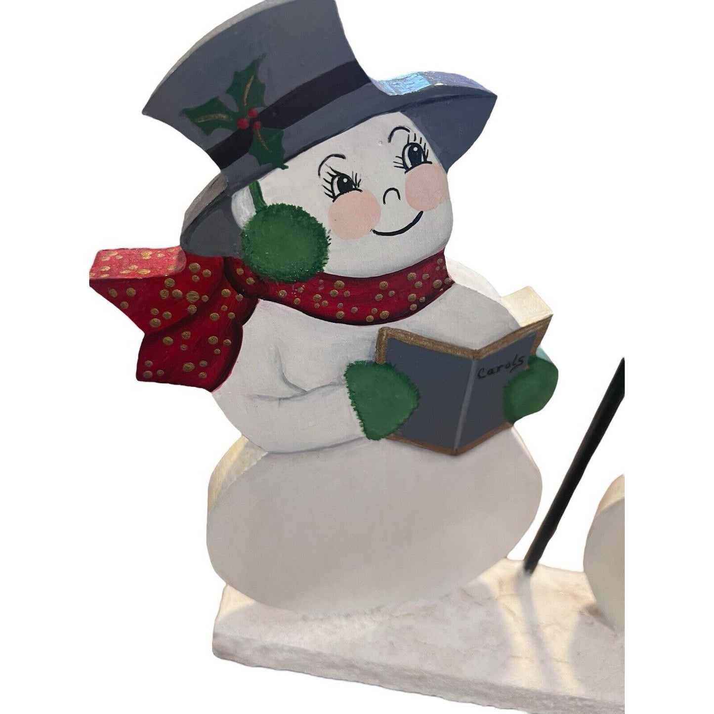 Christmas Decor Santa Snowman Woman Wooden Cut Out Hand Painted Folk Art Whimsy