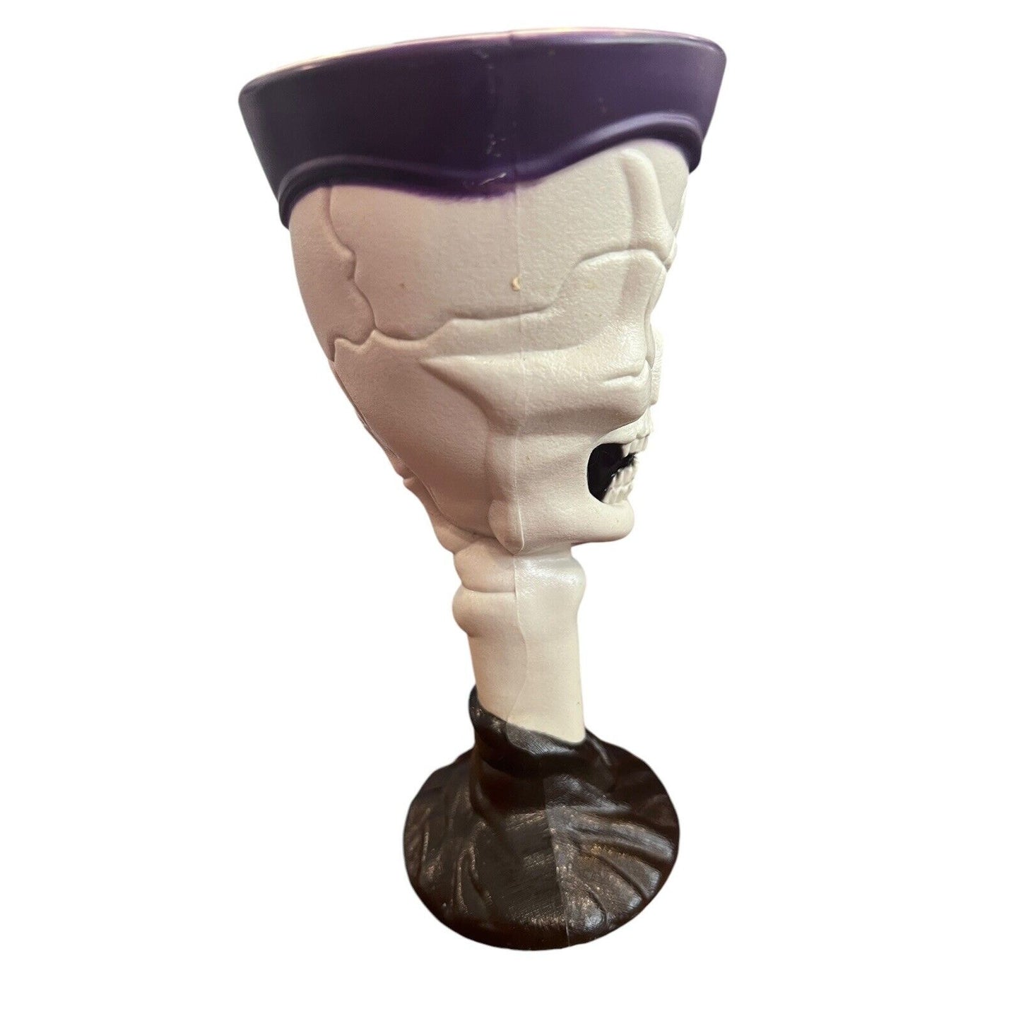 Vintage Skeleton Skull Plastic Wine Goblet Halloween Bones Cup Glass Glasses