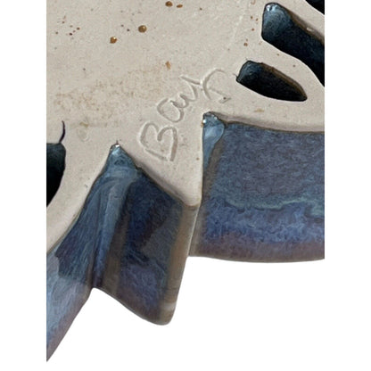 Bay Pottery Votive Butterfly Candle Holder Glazed Blue Purple USA Tea light