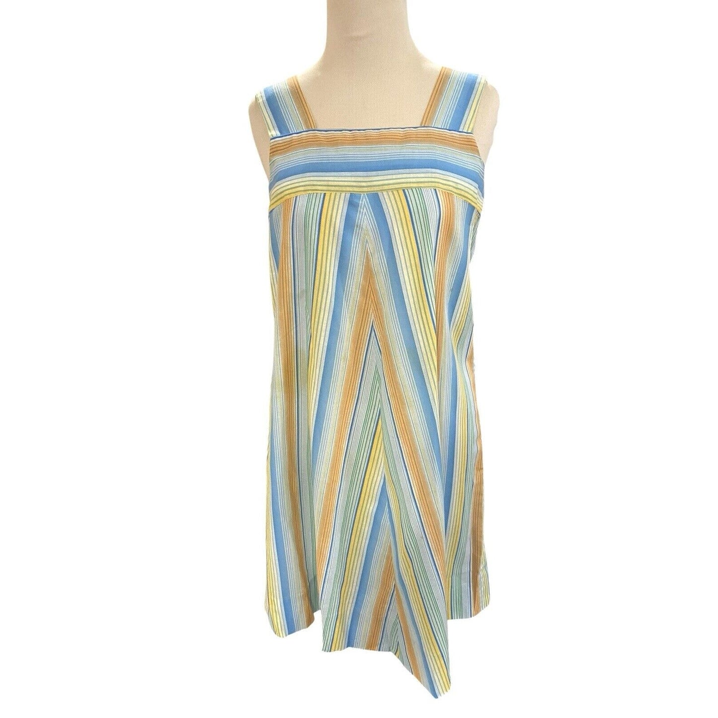 Vintage 70s Striped Mumu House Dress One Size Handmade Sleeveless