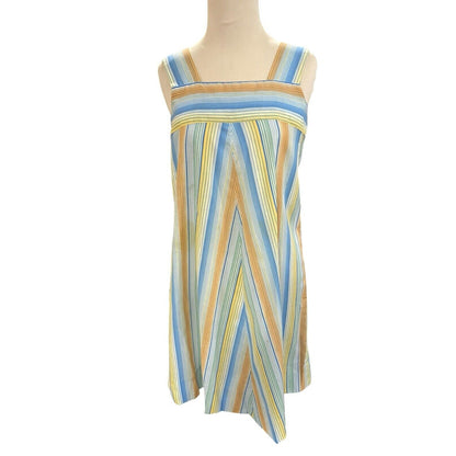 Vintage 70s Striped Mumu House Dress One Size Handmade Sleeveless