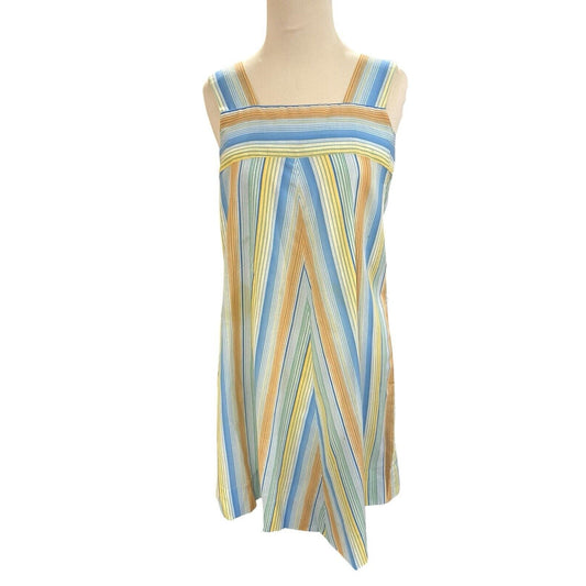 Vintage 70s Striped Mumu House Dress One Size Handmade Sleeveless