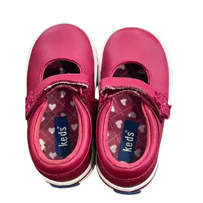 Size 4.5 Keds ELLA Red Leather Round Toe Mary Jane Shoes Toddler Holiday